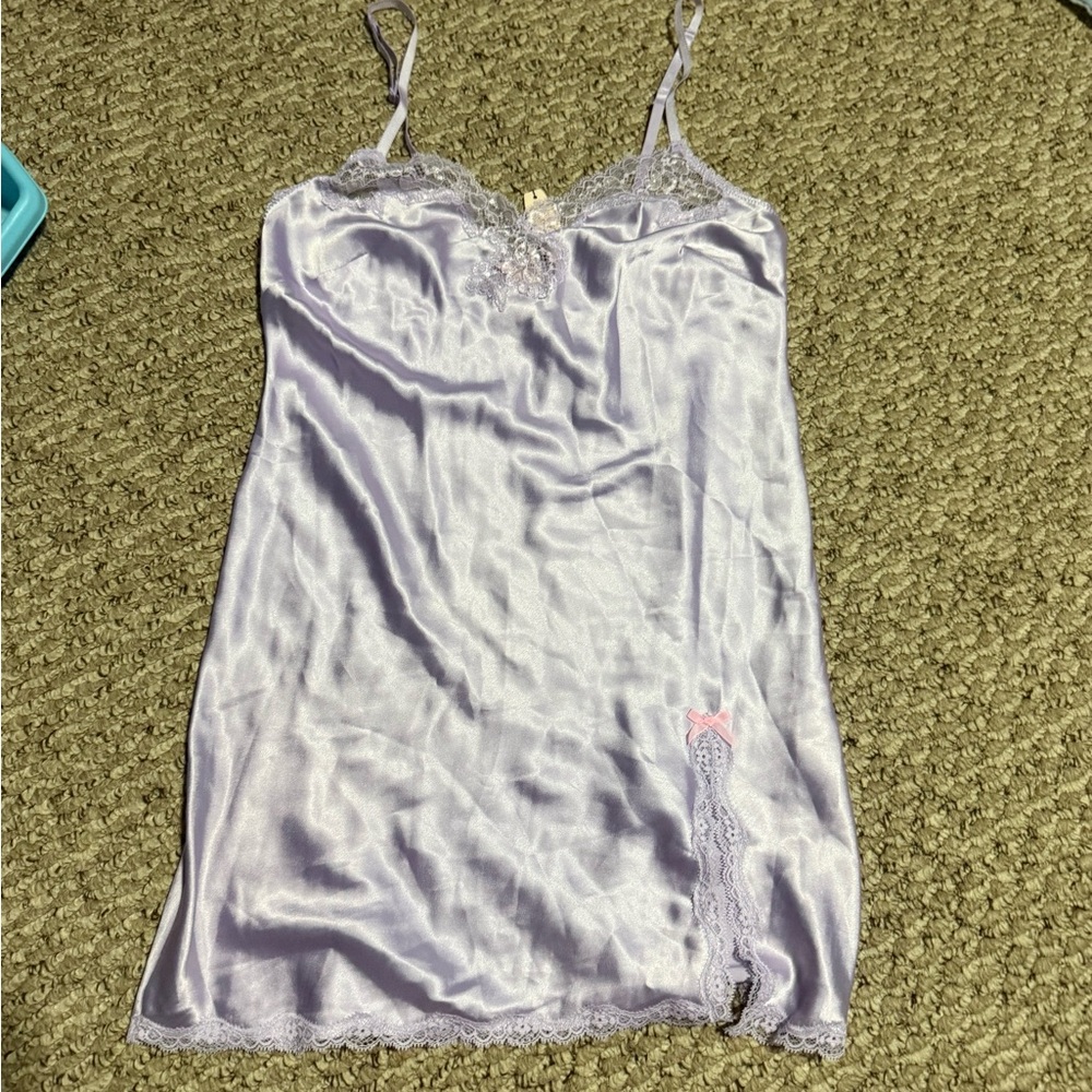 Victoria secret Lavender Lace Trim Satin night slip